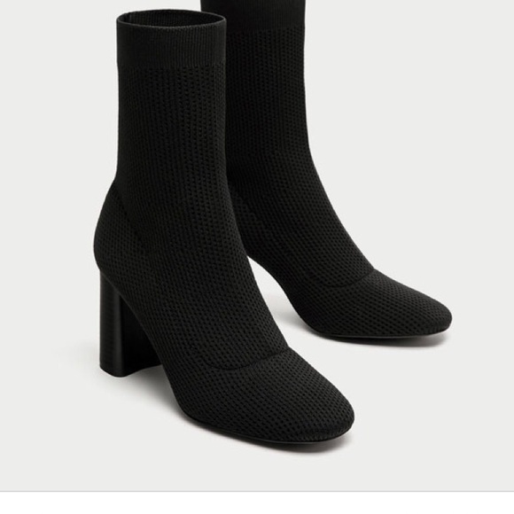 Shoes - Zara fabric high heel ankle boots